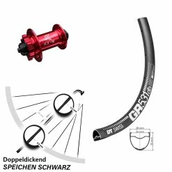 Dt-swiss Vorderrad Gravel Nabe Rot Eloxiert KX-M 6-loch DT Swiss GR 531 Schnellspanner