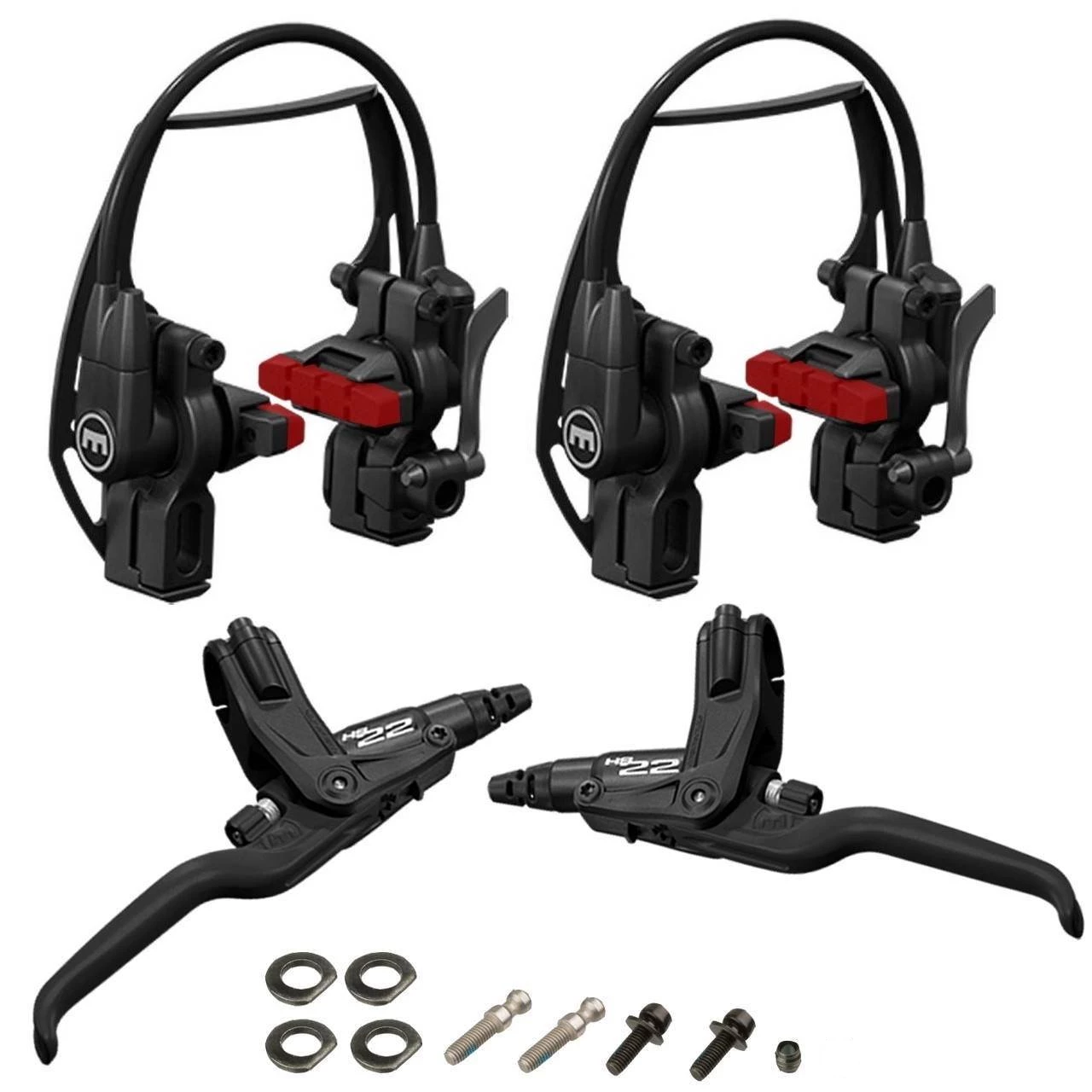 Magura HS22 Race Bremsenset EVO 2 600 / 1450 Mm Schwarz Mit Roten Belägen