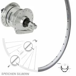 Ryde ZAC 421 Vorderrad Mit Shimano Nabendynamo DH-3N72 Silbern 28 Zoll