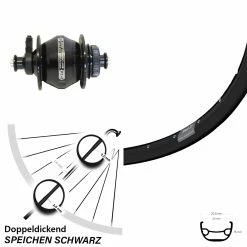 Shutter PL8 Nabendynamo Ryde Rival 21 Scheibenbrems- Fahrrad-Laufrad 29 Zoll Schwarz