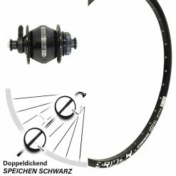 Mach1 Vorderrad Fahrrad 26 Zoll Mach 1 Magma Schwarz Shutter PL8 Nabendynamo Für Scheibenbremse